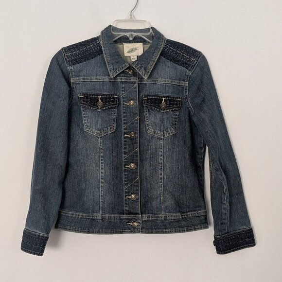 NURTURE Blue Denim Embroidered Jean Jacket w Metal Buttons; Size S - Picture 1 of 5